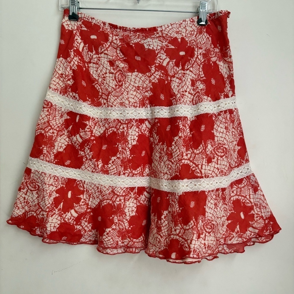 Calvin Klein Jeans Red and White Floral Mini Skirt